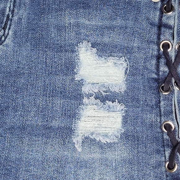 Hudson Girls Distressed Lace Up Denim Skirt Size 7 - Picture 9 of 16
